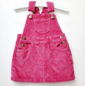 Jamie Kay Pink Rose Overall Corduroy Dress Pockets Size 6-12 mos